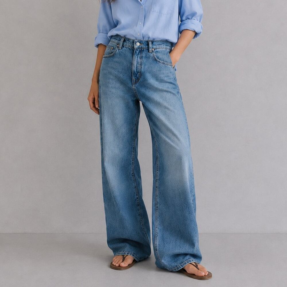 We The Free Light Blue Wide Leg Flare Jeans